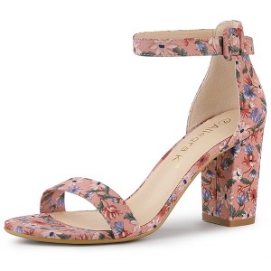 Allegra K Women's High Heels Ankle Strap Chunky Sandals - 1 of 4