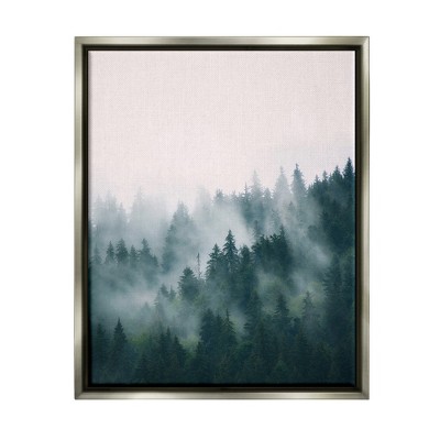 Stupell Industries Misty Forest Trees Framed Floater Canvas Wall Art