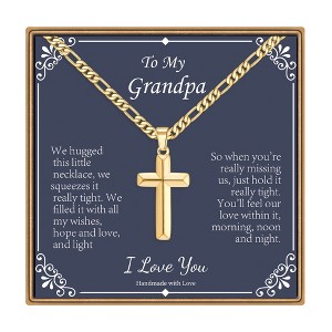 Turandoss Cross Necklace for Men Boys, Gold Silver Black Cross Pendant Necklace, Fathers Day Gifts for Men Boys Husband, Birthday Gifts for Son, 20In - 1 of 4