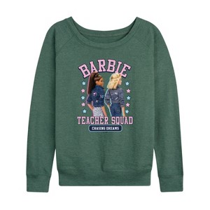 Women's - Barbie - Teacher Squad Lightweight French Terry Wide Neck Long Sleeve Shirt - 1 of 4