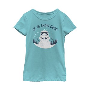 Girl's Star Wars Christmas Snowman Stormtrooper T-Shirt - 1 of 3