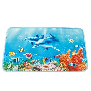 Collections Etc Dolphins and Tropical Fish Cushioned Bath Mat - 1 of 2