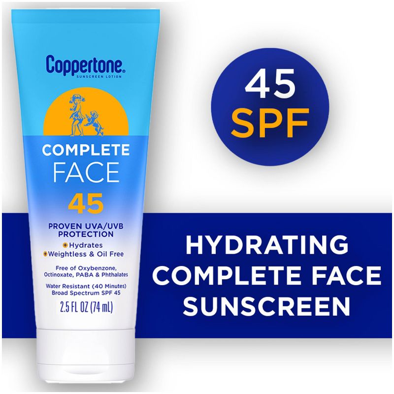 Coppertone Complete Face Sunscreen Lotion - SPF 45 - 2.5 fl oz, 3 of 22