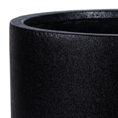 Braslen Black Concrete Round Patio Planter