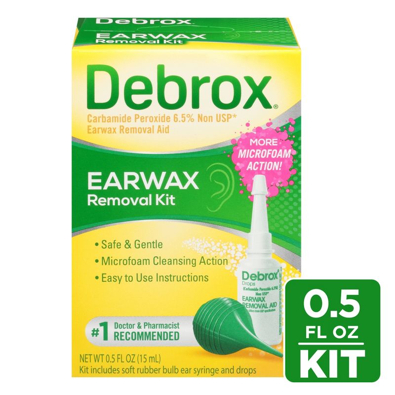 Debrox Earwax Removal Kit with Ear Drops &#38; Bulb Ear Syringe - 0.5 fl oz, 1 of 14