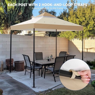 Yescom 8x8 Ft Beige and White 2-Tier Gazebo Top Replacement
