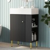 Vynxaria 21.6" Black Bathroom Storage Cabinet with Ceramic Sink and Right Side Storage - 2 of 4
