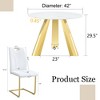 FURNIinspire Dining Sets Table And Chair Set, 42" White Round Dining Table And 6 White Modern Dining Chairs With Stainless Steels Legs - 3 of 4