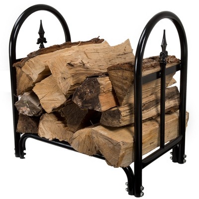 Black Arched Finial Steel Firewood Storage Rack, 24.1 in