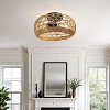 Tribesigns Rattan Ceiling Light Fixture, Boho Flush Mount Ceiling Light, Rustic Wicker Hand Woven Cage Shade, Bulbs Not Included - 3 of 4