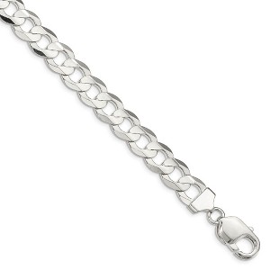 Black Bow Jewelry Men's 9.75mm Sterling Silver Solid Concave Beveled Curb Chain Necklace - 1 of 4