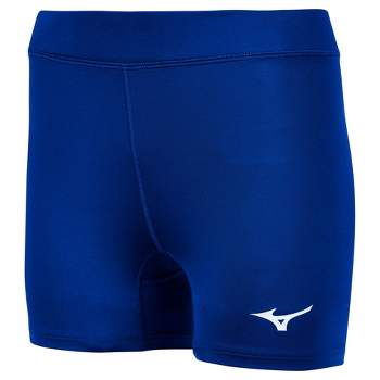MIZUNO LOW RIDER WOMEN'S VOLLEYBALL SHORTS, FLAT FRONT NAVY W/ GRAY SIZE  SMALL,S