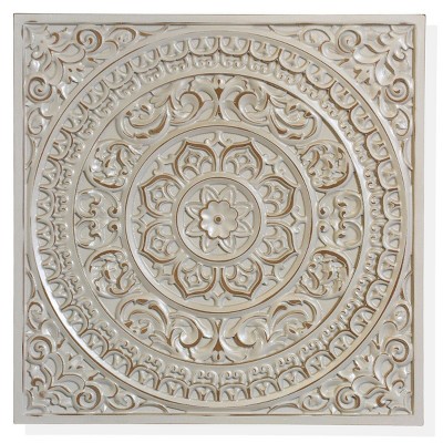 Lara Antique Wooden Wall Mandala Plaque Gray - Stylecraft: Bohemian ...