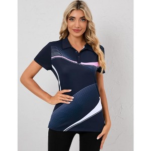 Womens Polo Shirts Short Sleeve Summer Printed Tops Lightweight Athletic Golf Tennis Shirts - 1 of 4