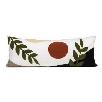 Sweet Jojo Designs Gender Neutral Unisex Body Pillow Cover (Pillow Not Included) 54in.x20in. Boho Desert Leaf Green Orange Beige