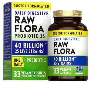 Raw Flora Probiotic with Prebiotics | 40 Billion CFU | 33 Vegan Capsules | by Nature's Truth - 1 of 4