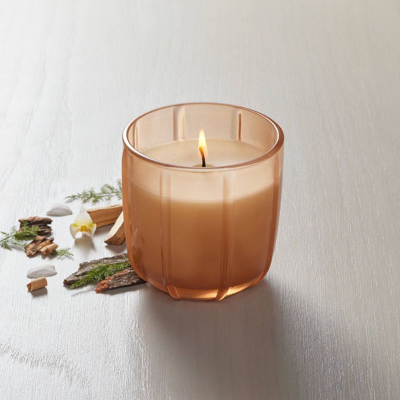 Tinted Glass Sandalwood & Terracotta Ribbed Jar Candle Orange - Hearth & Hand™ with Magnolia, 3 of 8
