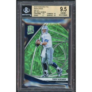 Troy Aikman 2019 Panini Spectra Neon Green Die Cut #97 (serial 7/30) BGS 9.5 - 1 of 2