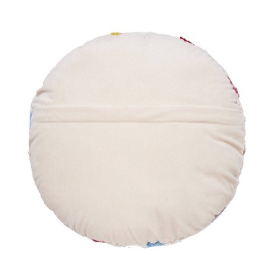 Round Multicolor Wool Rainbow Sun Throw Pillow
