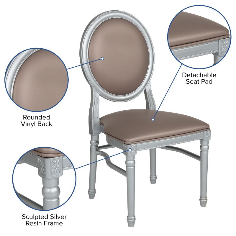 Flash Furniture HERCULES Series 900 lb. Capacity King Louis Dining Side Chair, 4 of 9