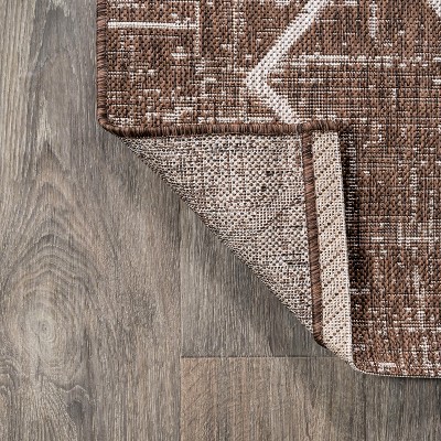 Carwa Brown and Beige Diamond Trellis Runner Rug