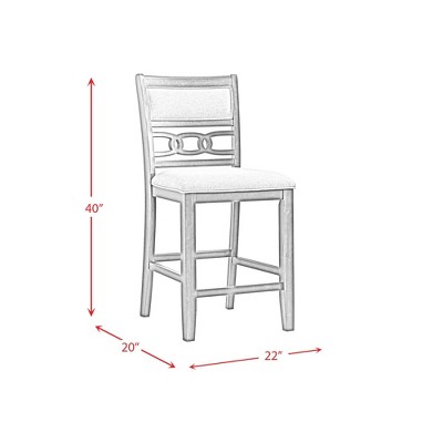 Transitional Taylor Faux Leather Upholstered Counter Stools in Black and Gray