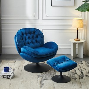 31.5'' Velvet 360° Swivel Lounge Leisure Chair with Ottoman, Thickened Foam Cushion for Living Room - 1 of 4