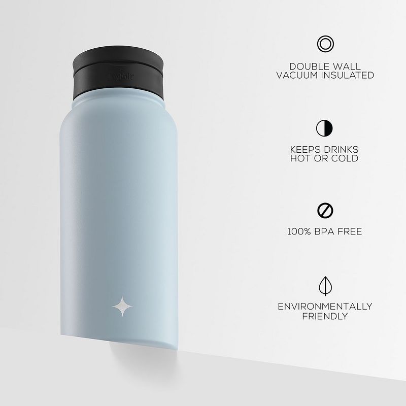 JoyJolt Vacuum Insulated Water Bottle with Flip Lid & Sport Straw Lid - 32 oz Large Hot/Cold Vacuum Insulated Stainless Steel Bottle, 4 of 12