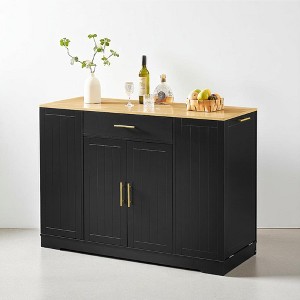 53" Kitchen Storage Island with Drawer, Adjustable Shelves, Tilt-Out Trash Can Cabinet, Modern Farmhouse Style Kitchen Cart for Food Prep, Dining - 1 of 4