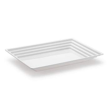 Smarty Had A Party 9" x 13" White Rectangular with Groove Rim Plastic Serving Trays (24 Trays)