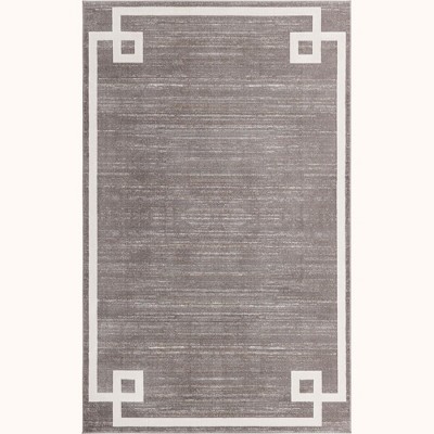 Reversible Gray Geometric Rectangular Synthetic Easy-Care Rug
