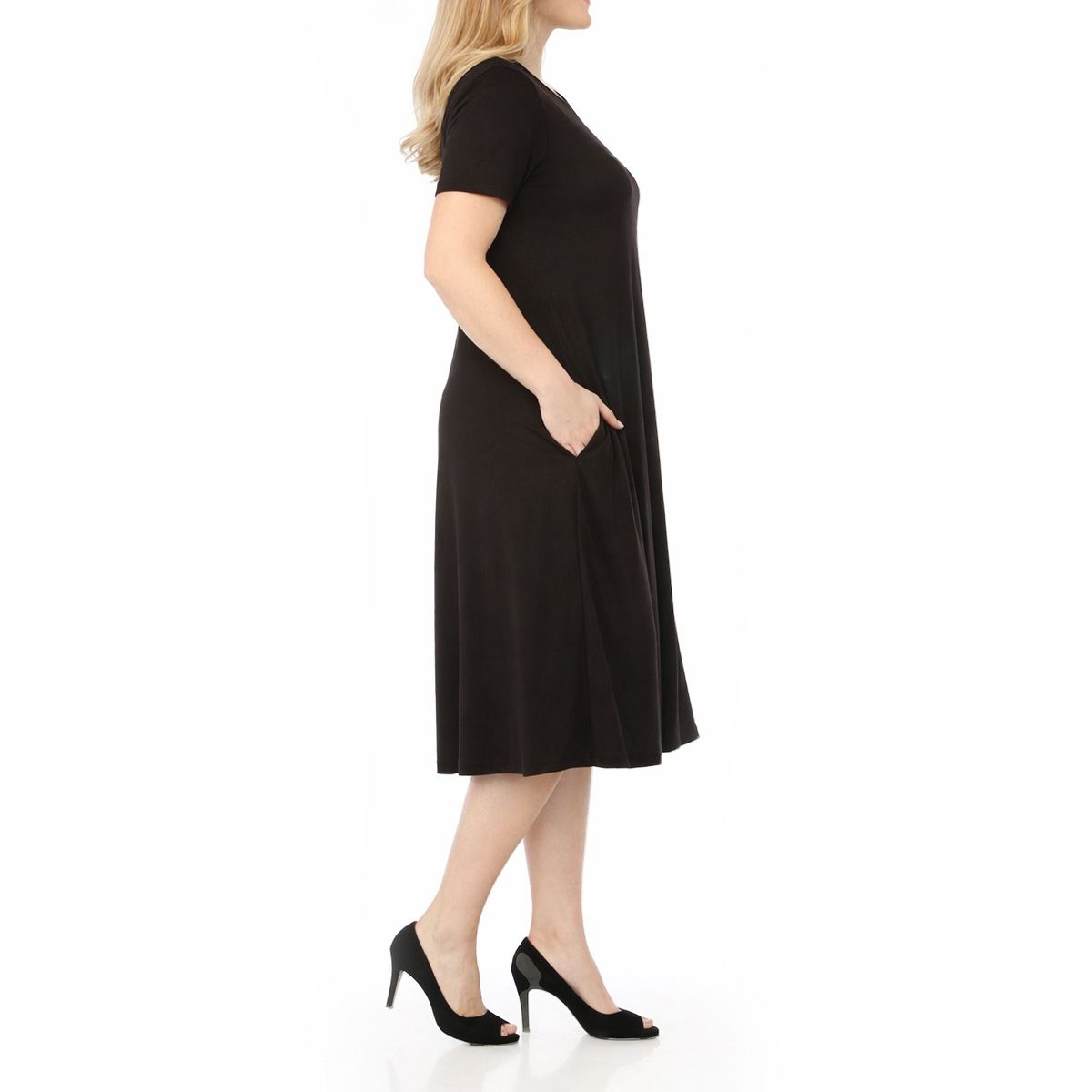 Women's Tee Swing Midi Dress -White Mark - thumbnail 2