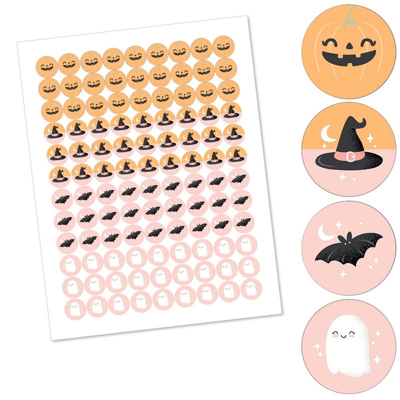 Big Dot of Happiness Pastel Halloween - Pink Pumpkin Party Round Candy Sticker Favors - Labels Fits Chocolate Candy (1 sheet of 108), 2 of 6