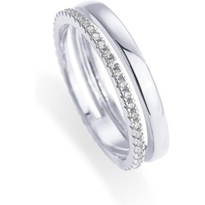 18K Gold Plated Cubic Zirconia Dual Stacking Rings for Women | Gold Eternity Band for Women - 1 of 3