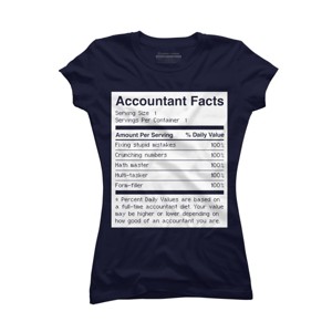 Junior's Design By Humans Accountant Nutrition Facts Label By EJamjar T-Shirt - 1 of 2