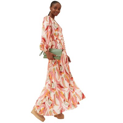 FatFace Women's Peony Painted Leaves Maxi Dress