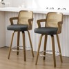 Bekrvio 26" Swivel Counter Height Bar Stools Set of 1/2/3/4,Faux Leather Upholstered Bar Chairs with Back & Arm for Kitchen Island,Black - 3 of 4