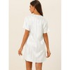 cheibear Women's Short Sleeve Mini length Striped Pajama Dress - 3 of 4
