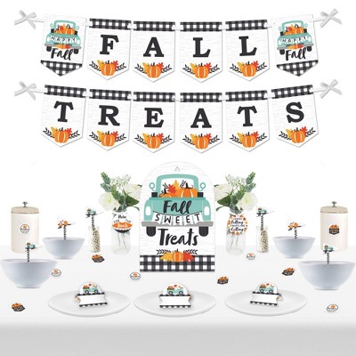 Big Dot of Happiness Happy Fall Truck - DIY Harvest Pumpkin Party Fall Treats Signs - Snack Bar Decorations Kit - 50 Pieces