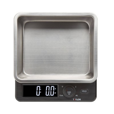 Taylor 22lb Black Stainless Steel Digital Kitchen Scale with Container