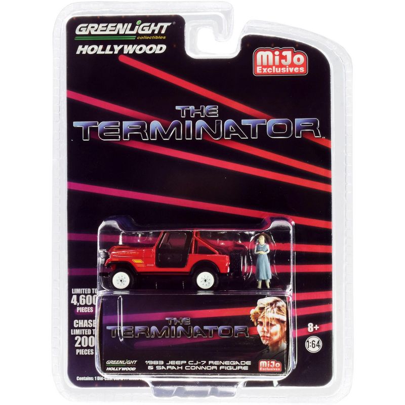 1983 Jeep CJ-7 Renegade Red w/ Sarah Connor Figure "The Terminator" (1984) Movie Ltd Ed 4,600 pcs 1/64 Car by Greenlight, 1 of 4