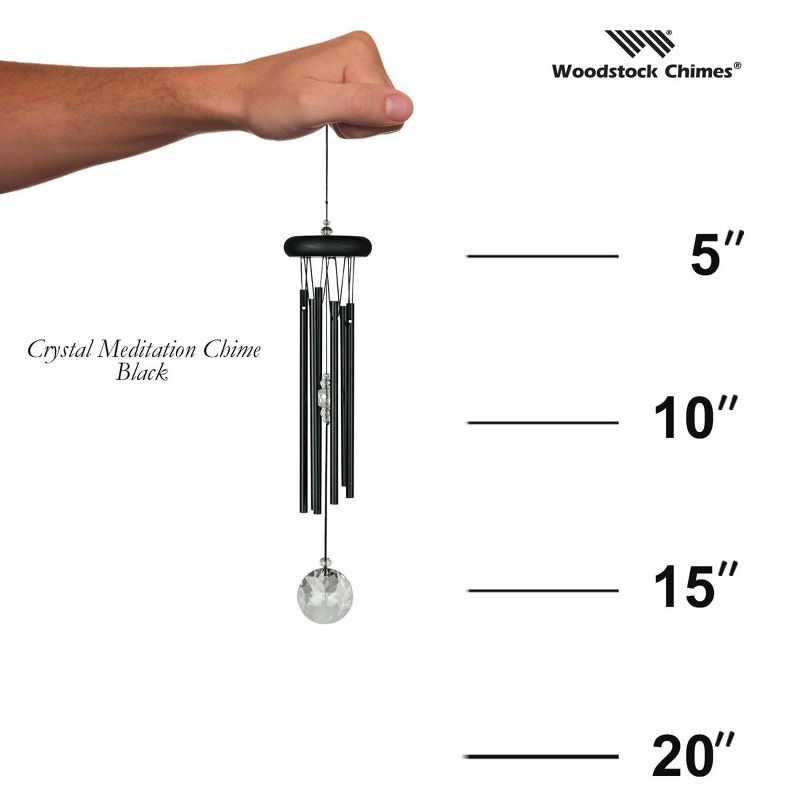 Woodstock Windchimes Crystal Meditation Chime Black, Wind Chimes For Outside, Wind Chimes For Garden, Patio, and Outdoor Décor, 16"L, 4 of 8