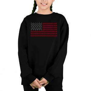 LA Pop Art Usa Flag - Girl's Word Art Crewneck Sweatshirt - 1 of 3