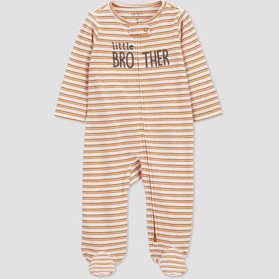 Carter's Just One You® Baby Boys' Little Brother Striped Footed Pajama - Gold 3M
