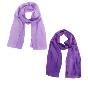 Wrapables Lightweight Silky Satin Solid Colored Scarf (Set of 2), Lilac and Indigo - 1 of 4