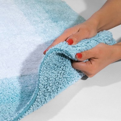 2pc Whitney Ombre Reversible Bath Rug Set Light Blue - Chesapeake: Cotton Tufted, Machine Washable, No Backing