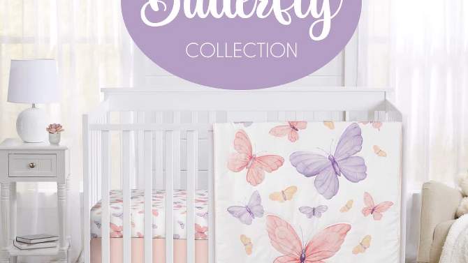 Sweet Jojo Designs Girl Baby Fitted Crib Sheet Butterfly Pink and Purple, 2 of 8, play video