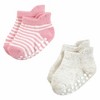 Hudson Baby Infant Girl Non-Skid No-Show Socks, Pink Green - 4 of 4