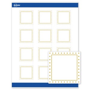 Avery 2" x 2" Labels, Gold Border with Gold Dots, 120 ct - 1 of 4