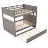 Full Over Full Bunk Bed with Twin Size Trundle, Pine Wood Bunk Bed with Guardrails, White - 4 of 4
